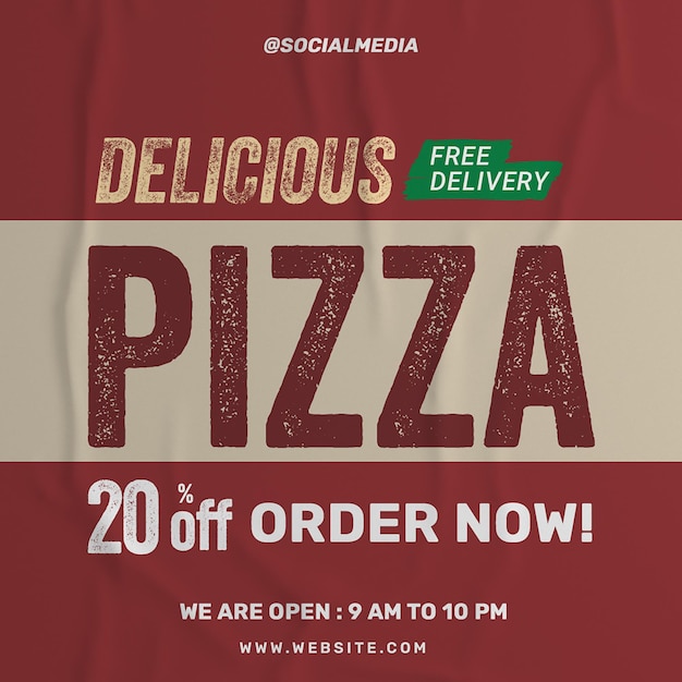 Pizza instagram post template psd design social media food square template layout