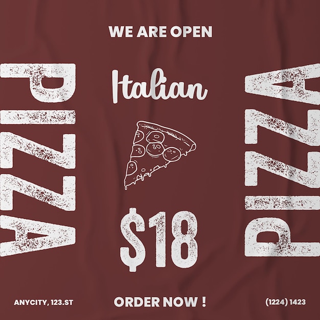 PSD pizza instagram post template psd design social media kwadratowy jedzenie pizza.