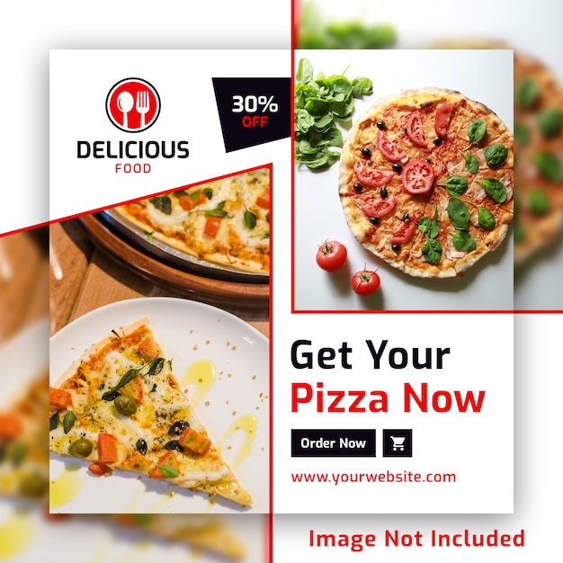 PSD pizza instagram square post banner psd template for restaurant