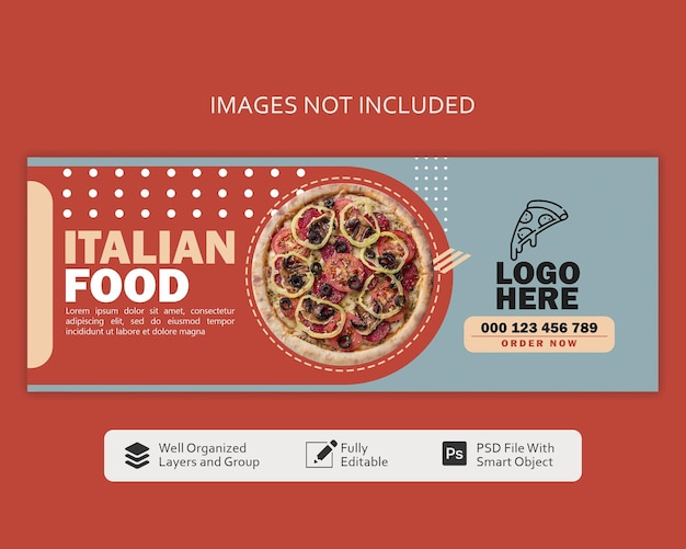 PSD pizza and italian restaurant cover social media banner template