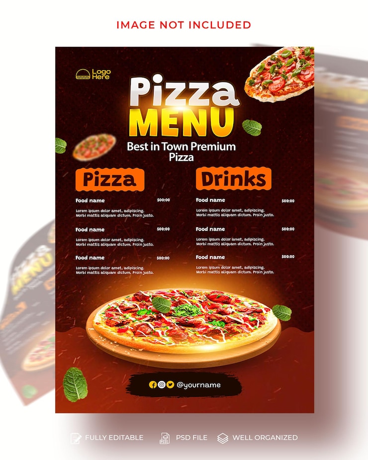 Pizza Menu Restaurant Flyer Design Template