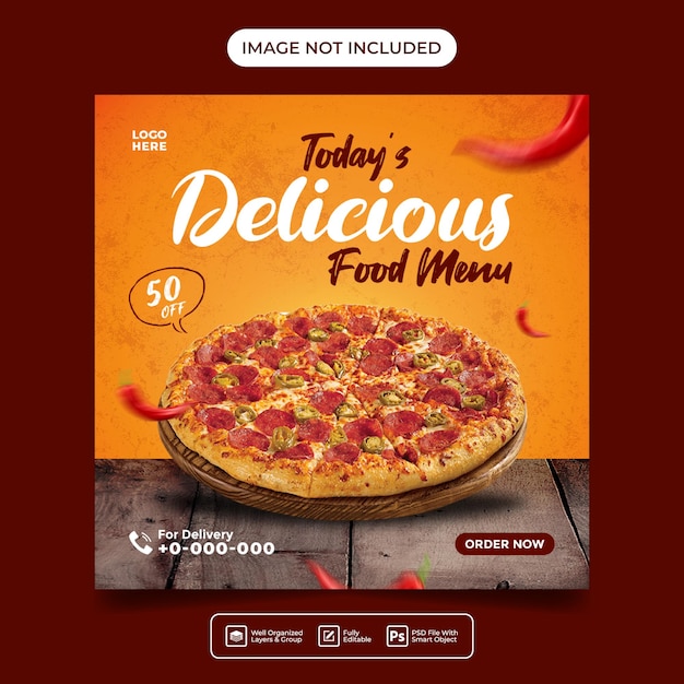 Pizza menu social media post template