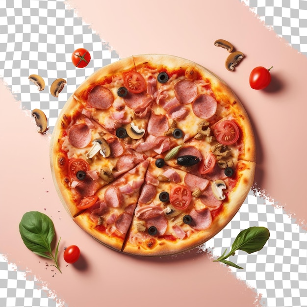 PSD pizza photo on transparent background with empty space