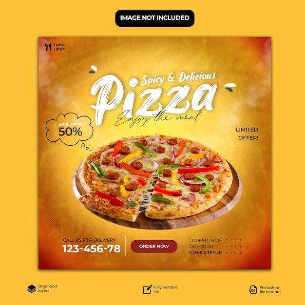 Pizza post pizza Fast food social media banner post szablon post social media