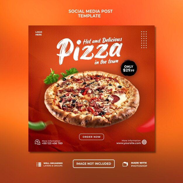 PSD pizza post social media banner template