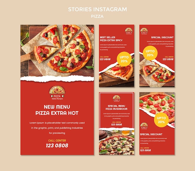 PSD pizza restaurant instagram verhalen sjabloon