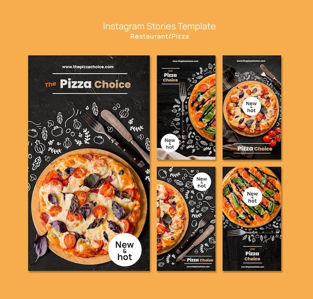 PSD pizza restaurant instagram verhalen sjabloon