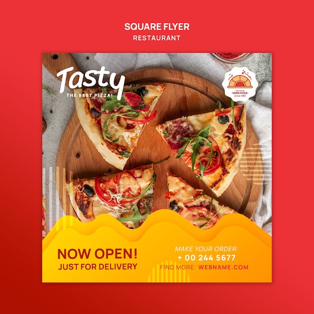 PSD pizza restaurant squared flyer template