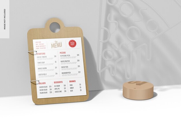 Mockup del menu della pizzeria