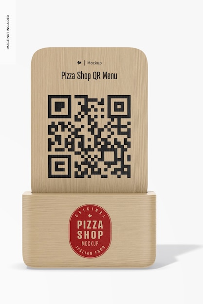 PSD vista frontale del mockup del menu qr della pizzeria