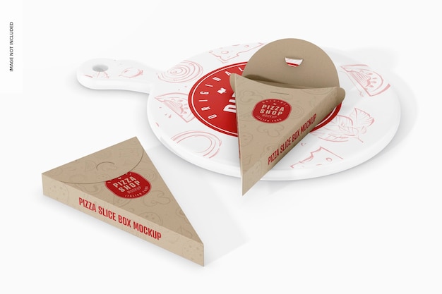 Pizza slice boxes mockup opened and closed