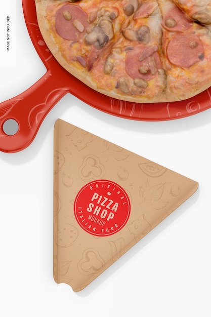 Pizza slice paper plate mockup bovenaanzicht