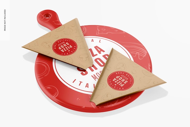 Pizza slice paper plates mockup on tray