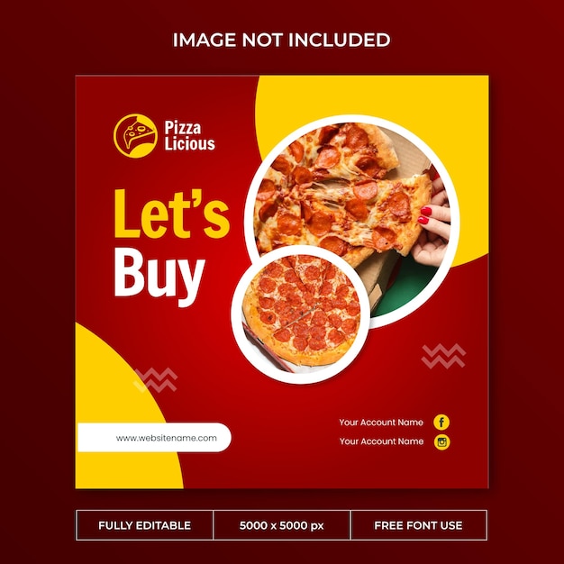 Pizza smakelijke instagram post sociale media sjabloon