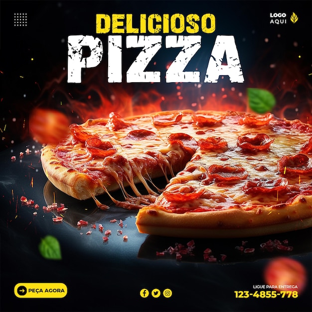 PSD pizza social media post design psd template