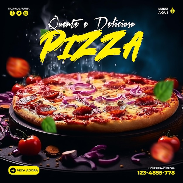 Pizza social media post design psd template