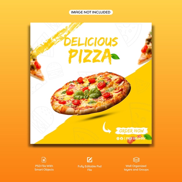 Pizza social media post design in psd