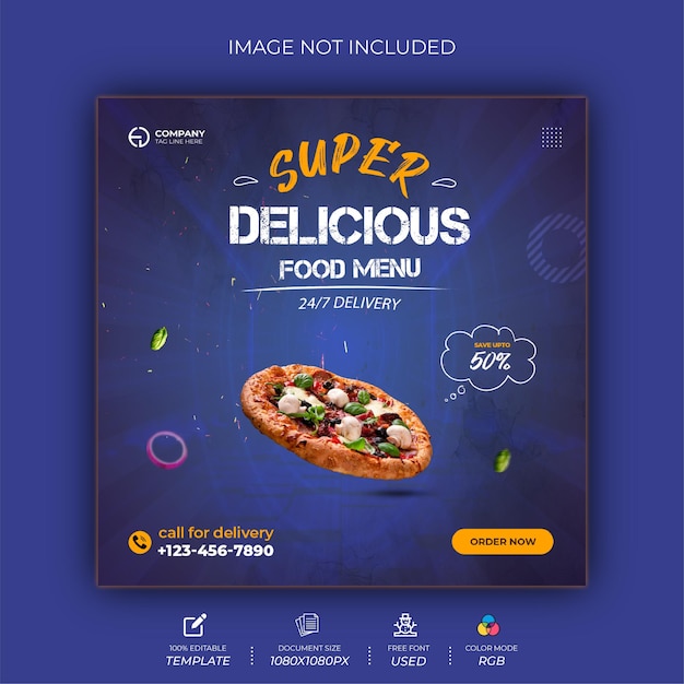 Pizza Social Media Post design template