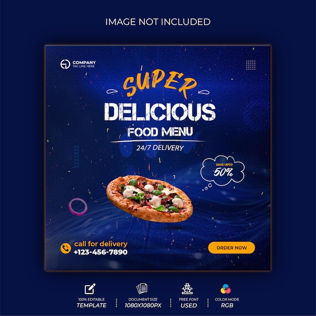 Pizza social media post design template