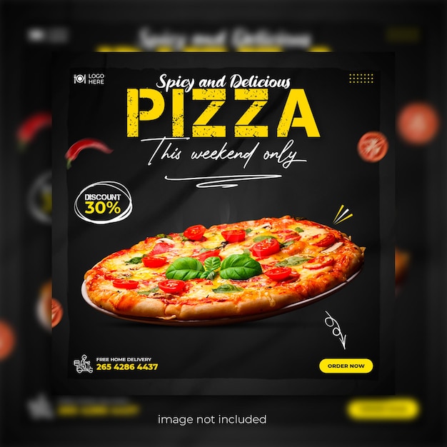 PSD pizza social media postsjabloon