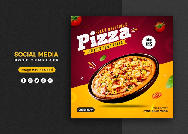 ピザのソーシャルメディアのプロモーションとinstagramバナーの投稿デザインテンプレート