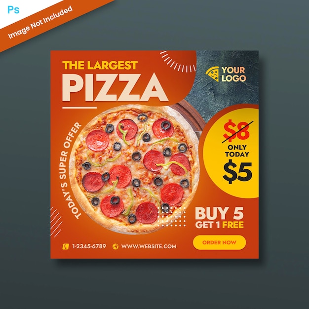 Modello di social media per pizza