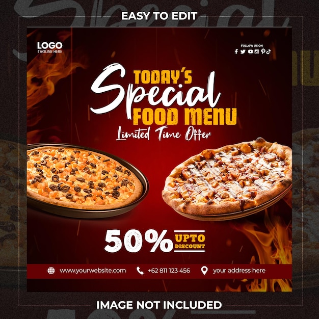 Modello di social media per pizza