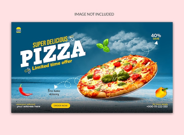 Дизайн веб-баннера в социальных сетях для пиццы.
