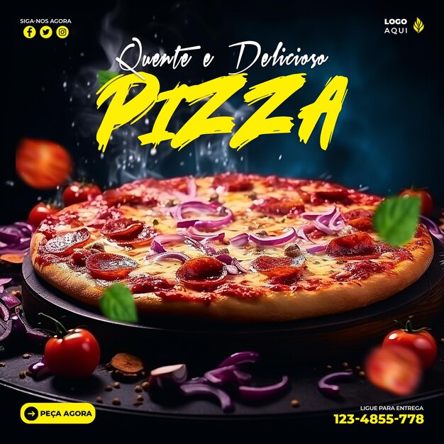 PSD pizza sociale media post ontwerp psd-sjabloon