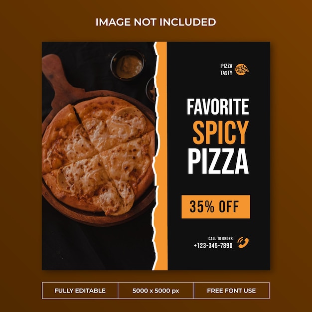 피자 맛있는 인스타그램 포스트 소셜 미디어 템플릿