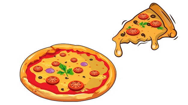 Pizza with a slice of delicious cheese and tomato