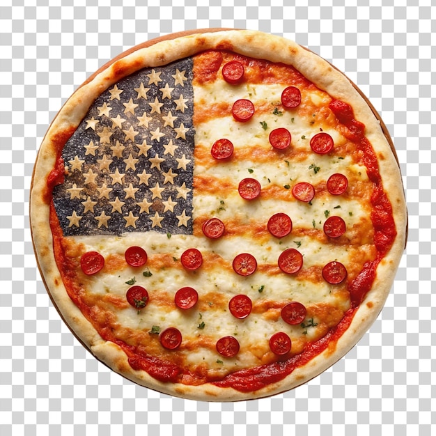 투명한 배경에 고립 된 미국 디자인의 발이있는 피자