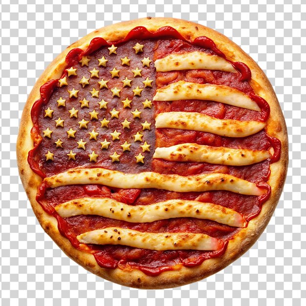 PSD pizza with american flag design isolated on transparent background