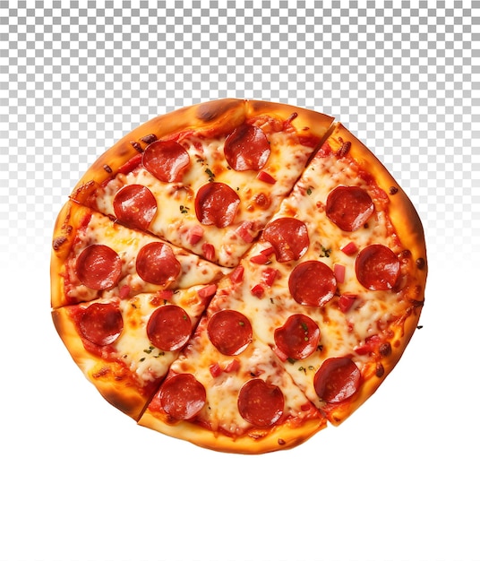 Pizza with cut slice and no background clutter