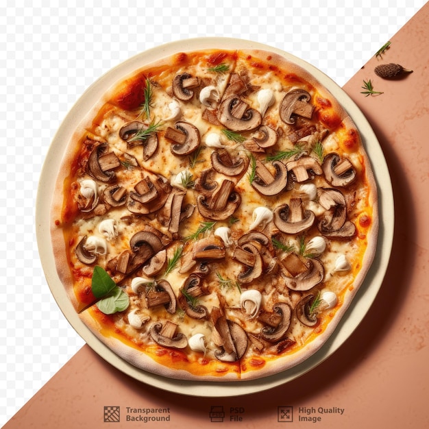 PSD una pizza con sopra funghi e funghi