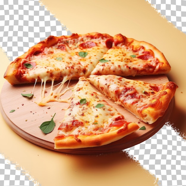 透明な背景にナポレとチーズのピザ
