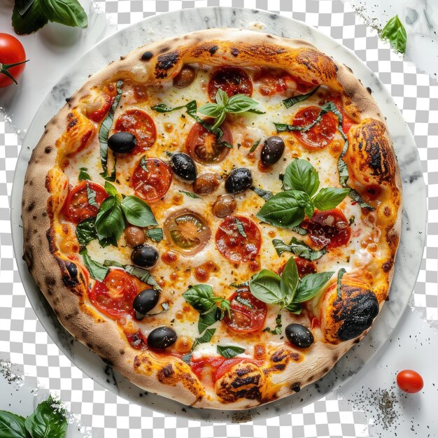 PSD a pizza with a pizza on it that says  olives