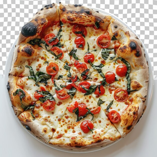 PSD a pizza with tomatoes and basil on it