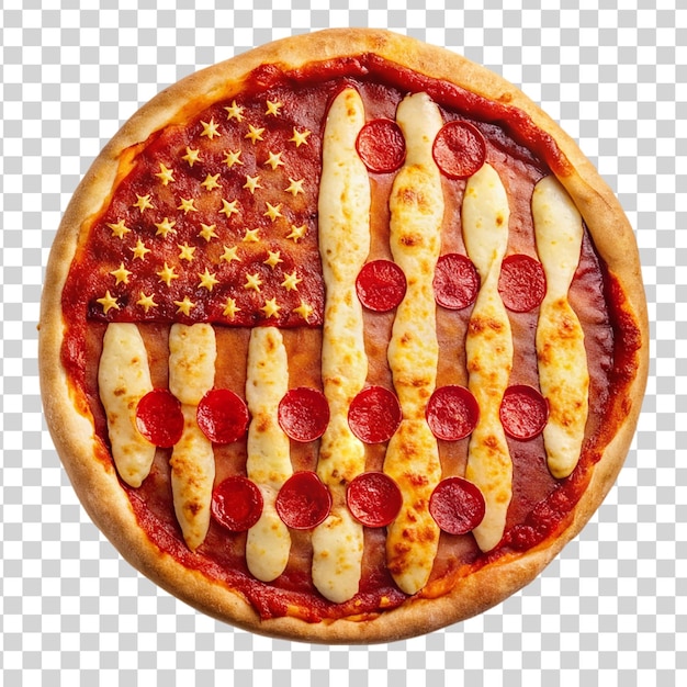 Pizza Z Amerykańską Flagą Izolowaną Na Przezroczystym Tle