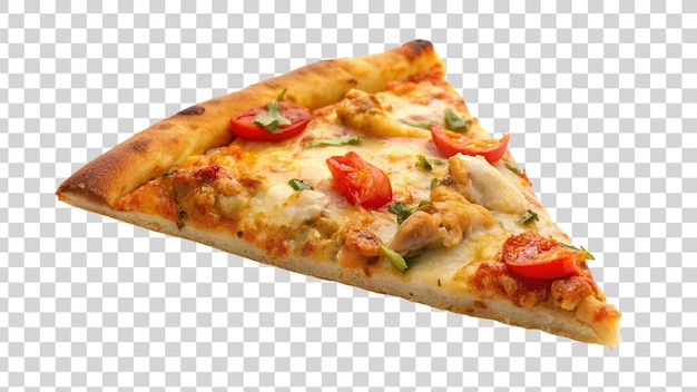 PSD pizza z kurczakiem, serem i bazylią na przezroczystym tle