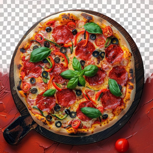 PSD pizza z pepperoni i oliwkami na niej