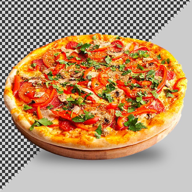 pizza z pomidorami i grzybami na niej