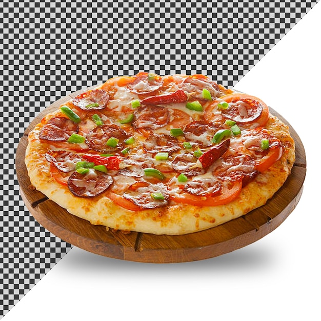 pizza z zielonym warzywem na niej siedzi na drewnianej desce