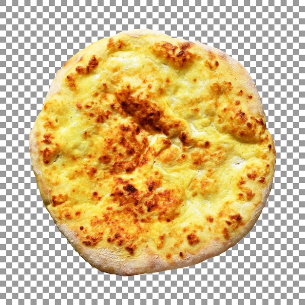 Pizza z żółtym serem i czarną obwódką