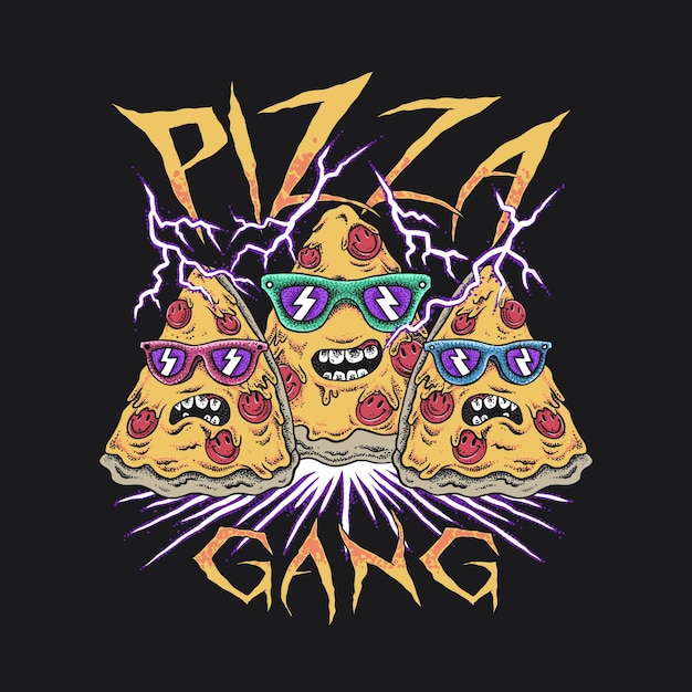 PSD pizzabende illustratie premium voor t-shirt