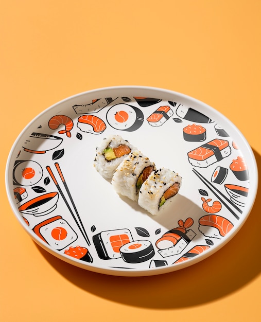 Plaat met heerlijke sushibroodjes