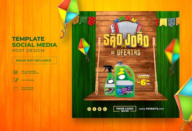 Plaats sociale media biedt sao joao 3d render brazil festa junina