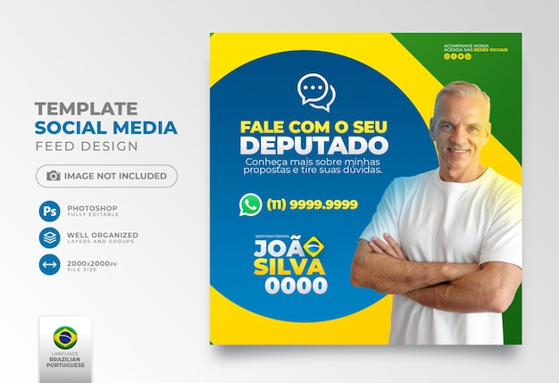 Plaats verkiezingscampagne op sociale media in brazilië voor marketingcampagne op sociale media in het portugees