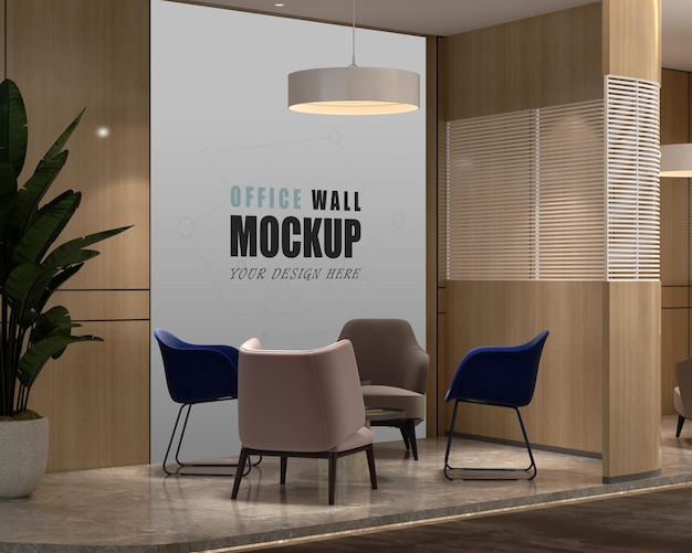 Un luogo in cui scambiare e lavorare con il mockup del muro dei clienti