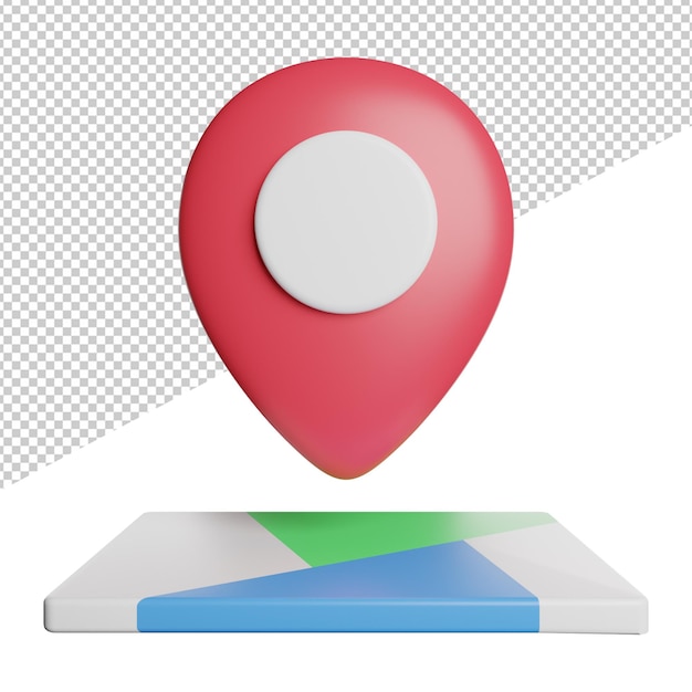 Place holder location pin map front view icon 3d rendering illustration on transparent background